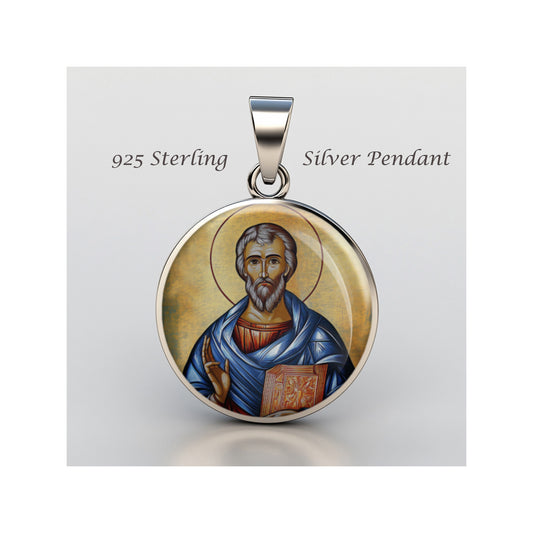 Saint Joshua Catholic sterling silver 925 Christian Medal Patron Pendant image 0