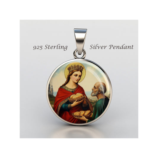 Saint Elizabeth Of Hungary Catholic sterling silver 925 Christian Medal Patron image 0