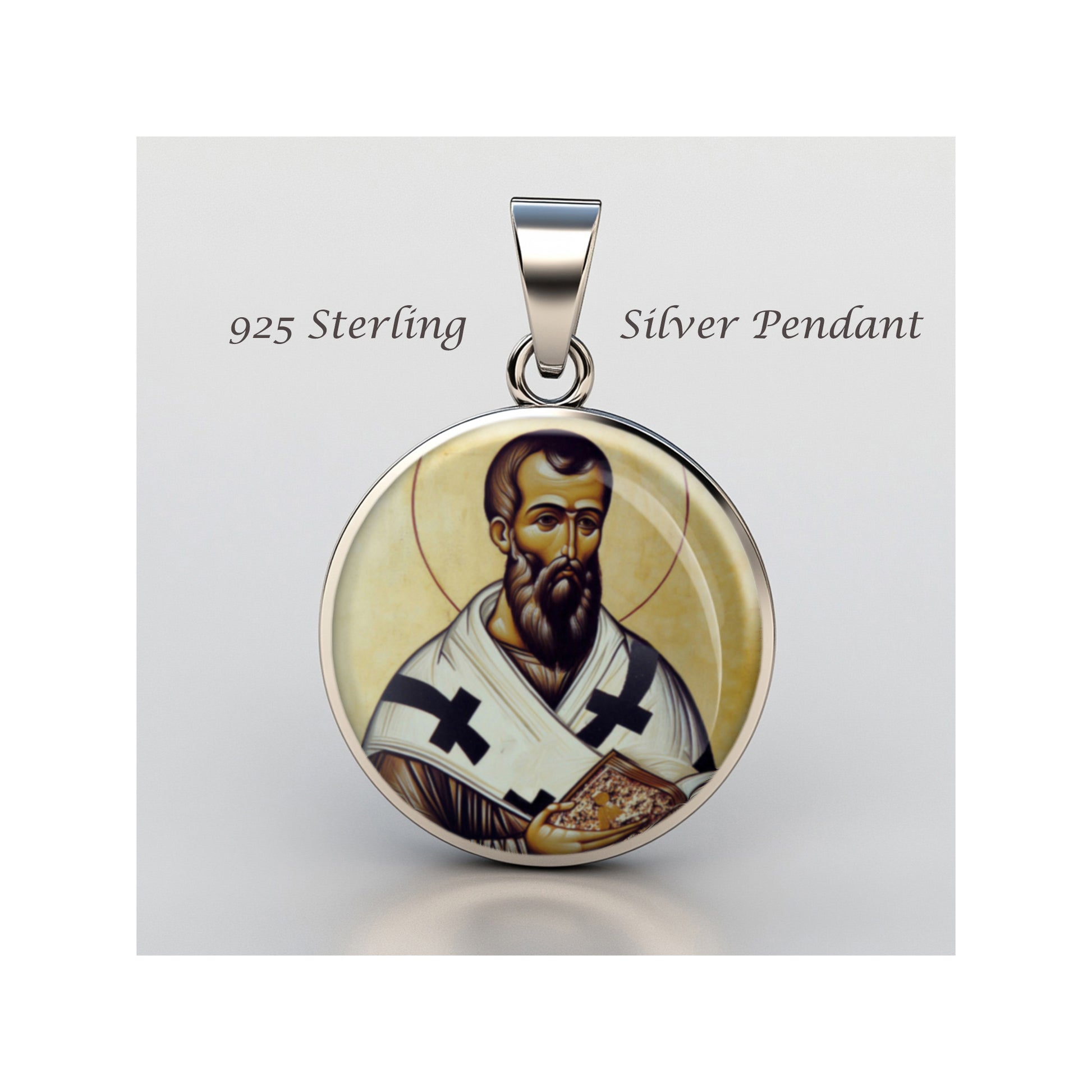 Saint Basil The Great Catholic sterling silver 925 Christian Medal Patron image 0