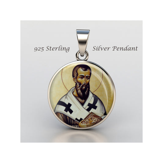 Saint Basil The Great Catholic sterling silver 925 Christian Medal Patron image 0