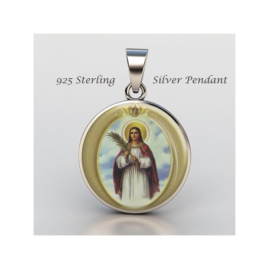 Saint Emeretiana Religious Christian sterling silver 925 Christian Medal Patron Pendant