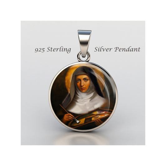 Saint Catherine Of Bologna Catholic sterling silver 925 Christian Medal Patron image 0