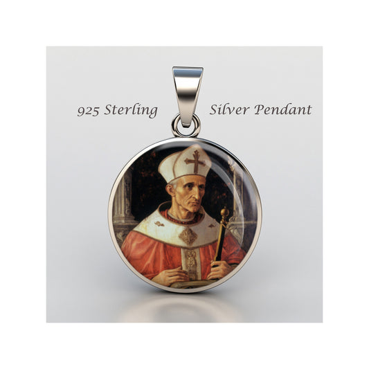 Saint Dionysius Pope Catholic sterling silver 925 Christian Medal Patron Pendant image 0