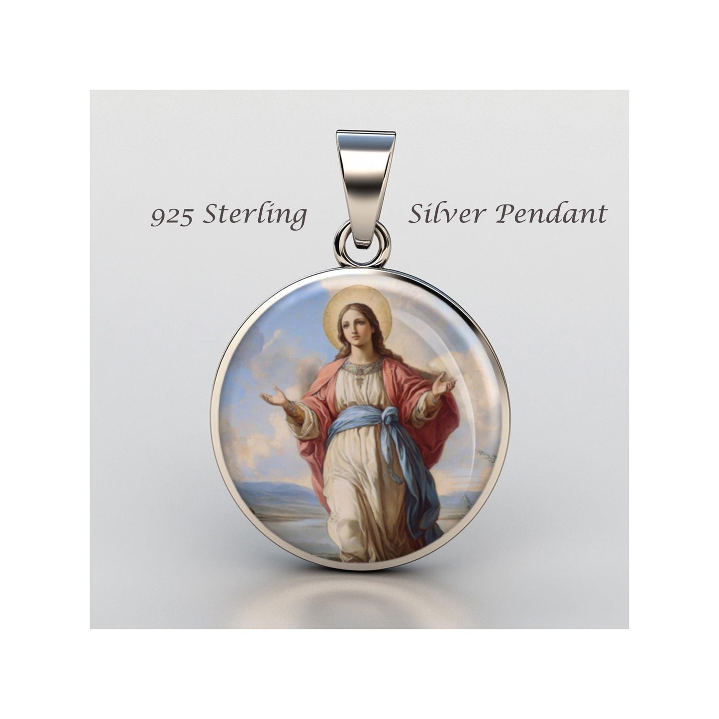Saint Cristina De Bolsena Medal, 925 Sterling Silver Christian Patron Jewelry, Religious Gift, Spiritual Protection Charm
