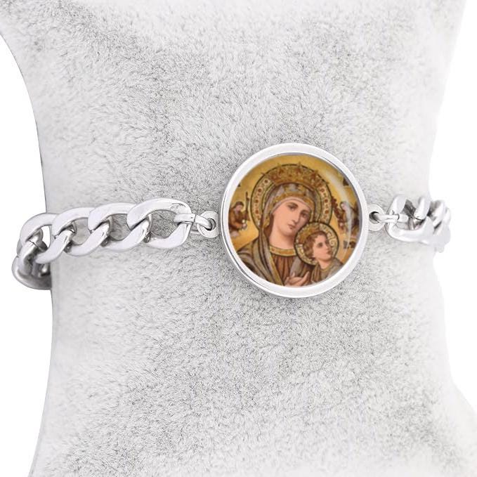 Our Lady Perpetual Help Curb Bracelet Gold or Silver tone