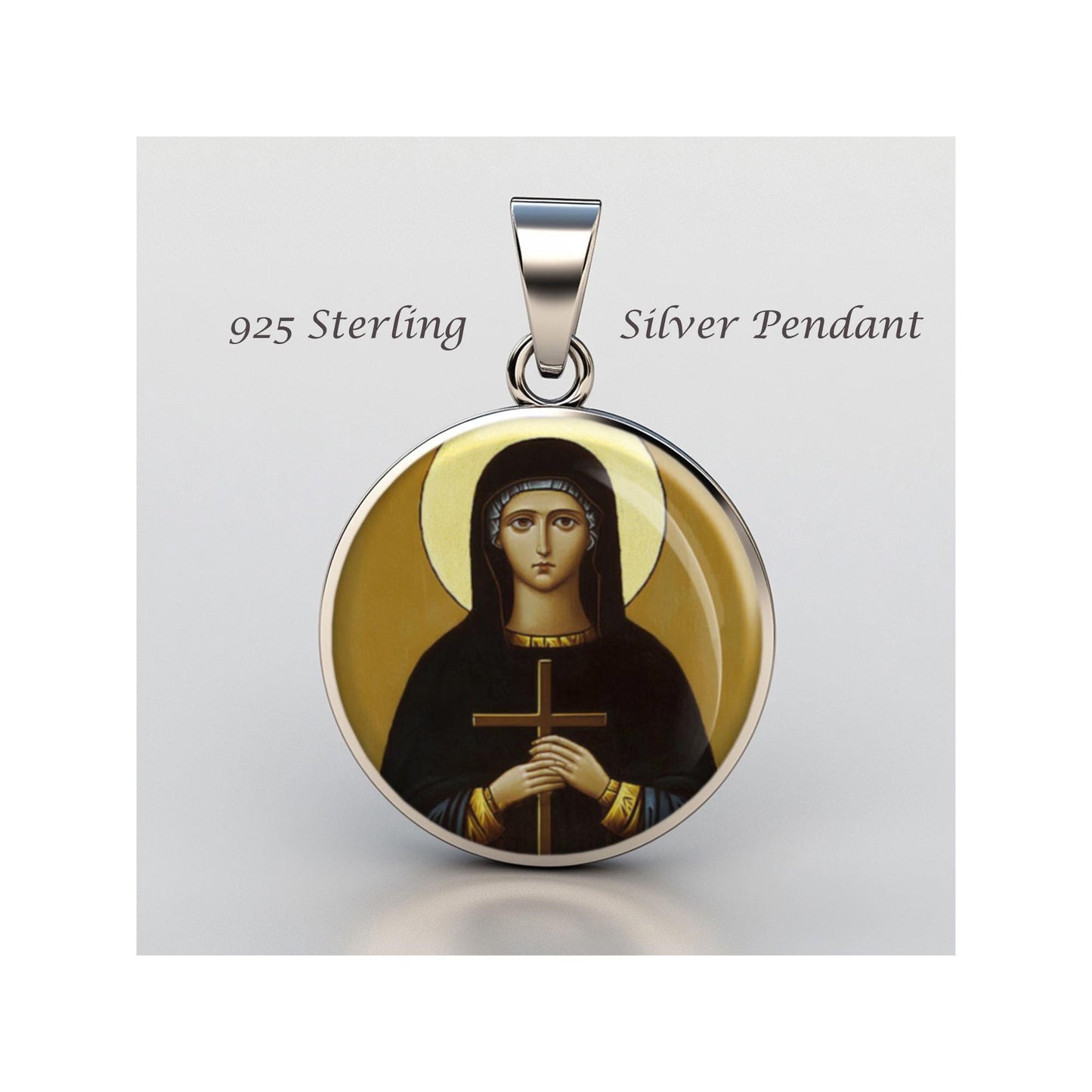 Saint Pelagia Religious Devotional sterling silver 925 Christian Medal Patron Pendant