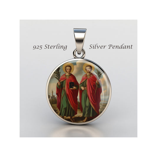 Saint Cosmas And Damian Catholic sterling silver 925 Christian Medal Patron image 0
