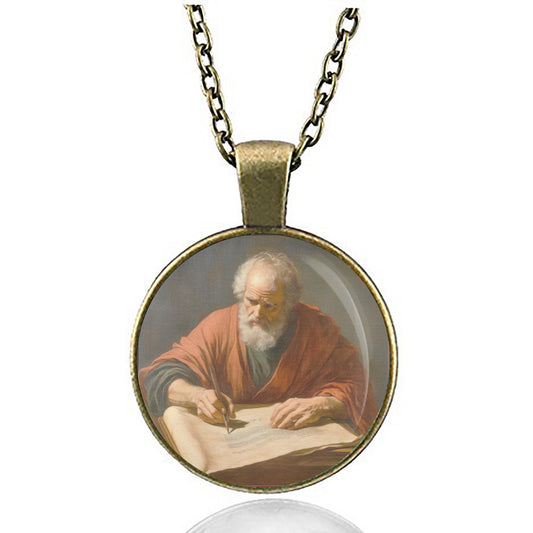 St. Paul the Apostle Writing Letter Necklace Medal Pendant Christian Religious Jewelry