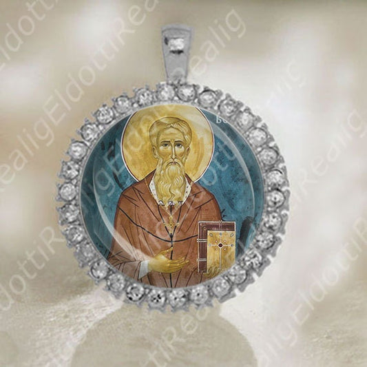 St Bede the Venerable Medal Catholic Christian Silver Tone Jewelry