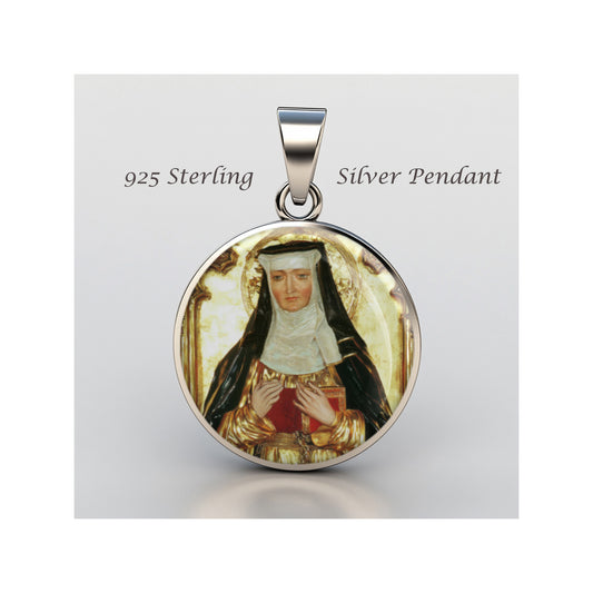 Saint Hildegard Of Bingen Catholic sterling silver 925 Christian Medal Patron image 0