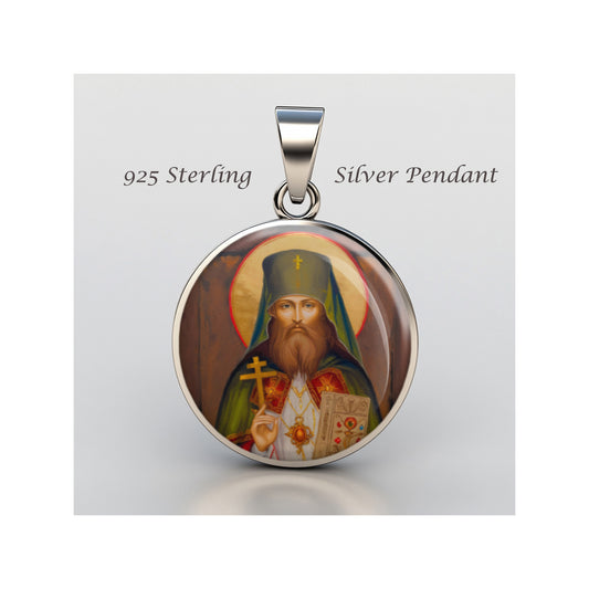 Saint Benjamin Catholic sterling silver 925 Christian Medal Patron Pendant image 0