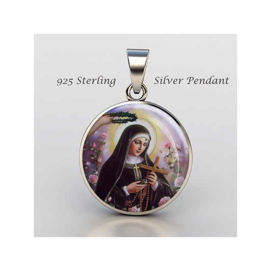 Saint Rita Of Cascia Catholic sterling silver 925 Christian Medal Patron Pendant image 0