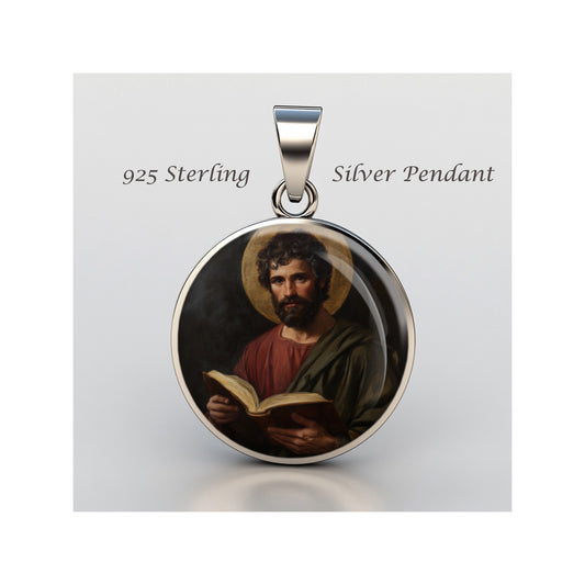 Saint Lucas Luke The Evangelist Catholic sterling silver 925 Christian Medal image 0