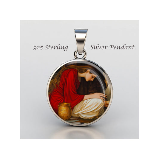 Saint Mary Magdalene Anointing Oil Jesus Feet sterling silver 925  Medal Patron