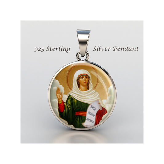 Saint Susanna Catholic sterling silver 925 Christian Medal Patron Pendant image 0