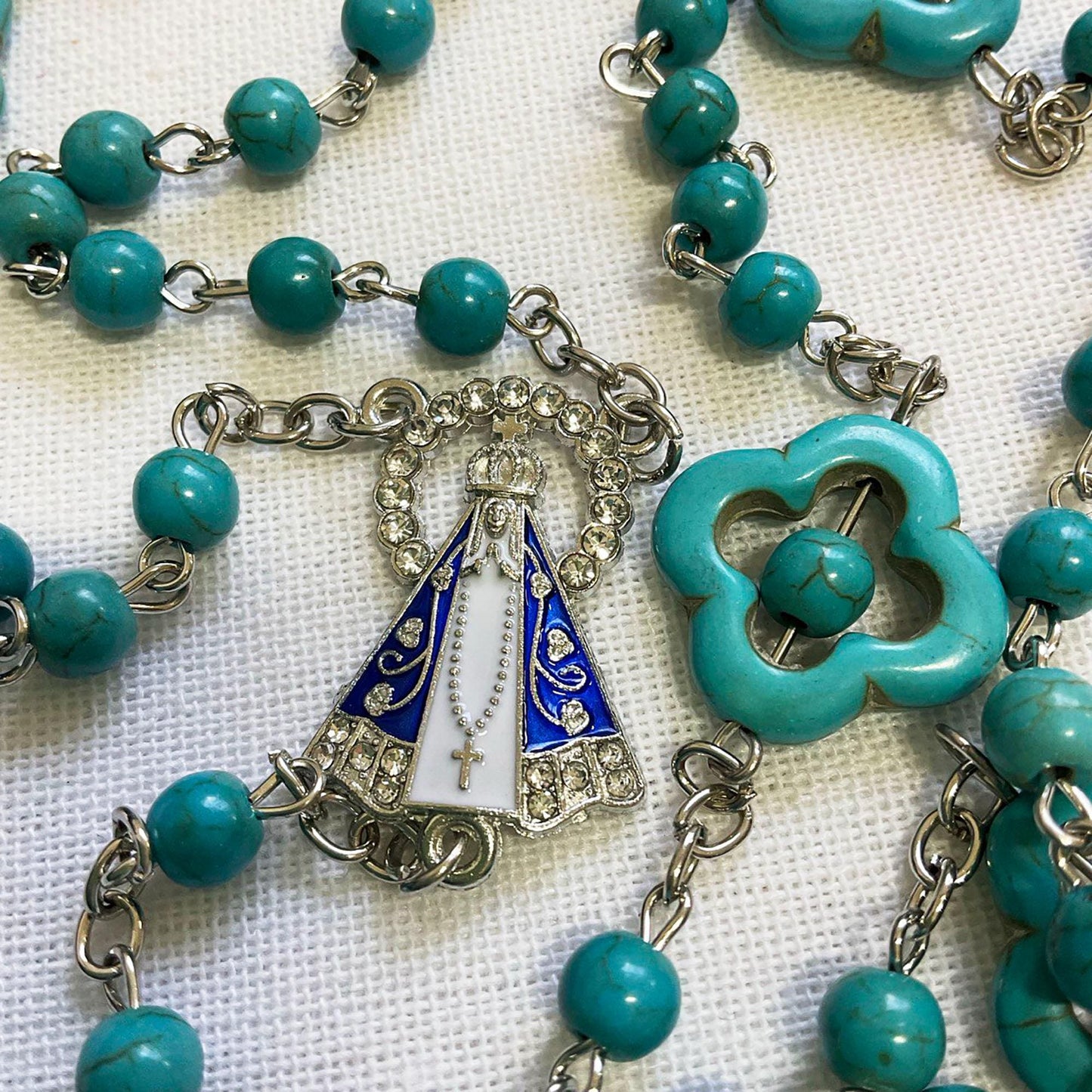 Our Lady Aparecida Blue Turquoise Rosary