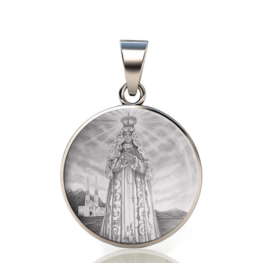 Our Lady Valle Blessed Mother Mary 925 Sterling Silver Round Pendant Christian Religious Medal Small 20mm