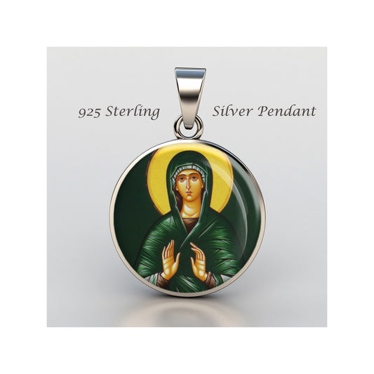 Saint Pelagia Catholic sterling silver 925 Christian Medal Patron Pendant image 0
