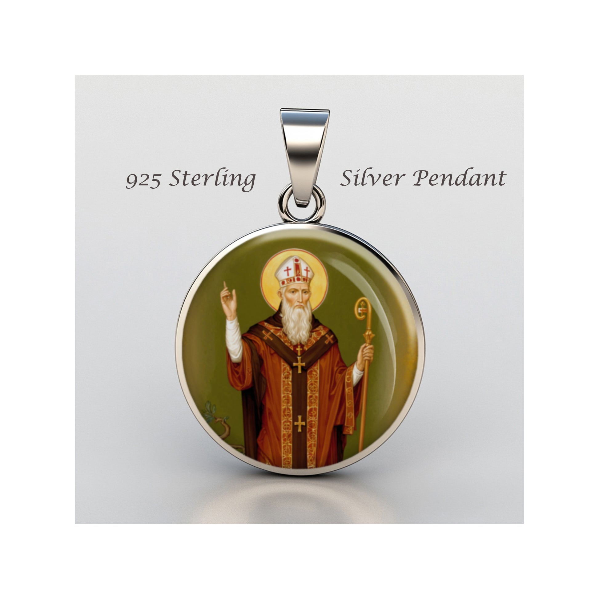 Saint Boniface Catholic sterling silver 925 Christian Medal Patron Pendant image 0