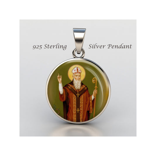 Saint Boniface Catholic sterling silver 925 Christian Medal Patron Pendant image 0