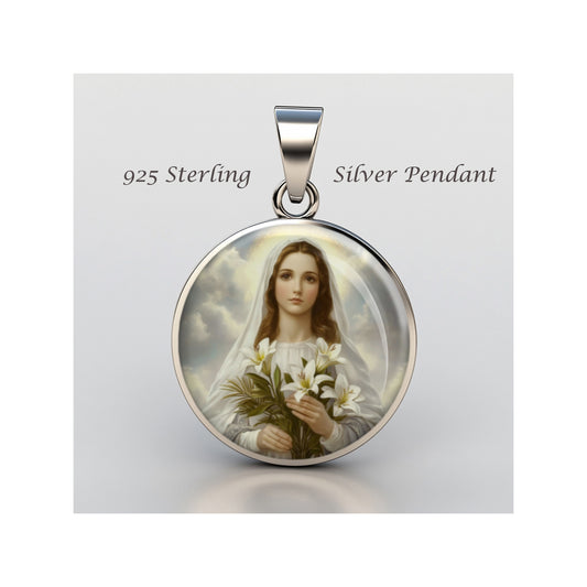 Saint Maria Goretti Catholic sterling silver 925 Christian Medal Patron Pendant image 0