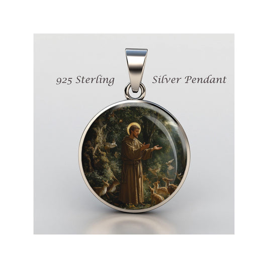 Saint Francis Of Assisi Religious Devotional sterling silver 925 Christian Medal Patron