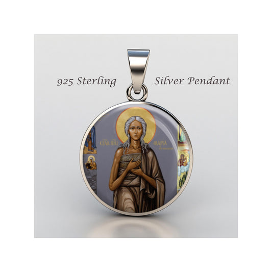 Saint Mary Of Egypt Religious Devotional sterling silver 925 Christian Medal Patron Pendant