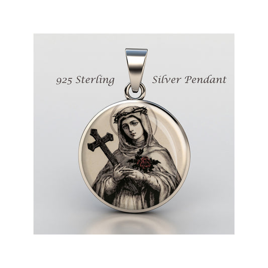 Saint Rose Lima Catholic sterling silver 925 Christian Medal Patron Pendant image 0
