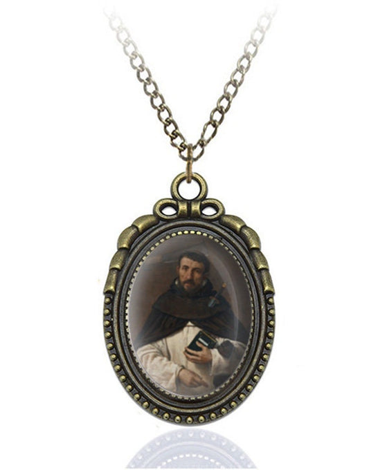St Peter Martyr of the Dominican Order Preachers Verona Bronze Oval Necklace