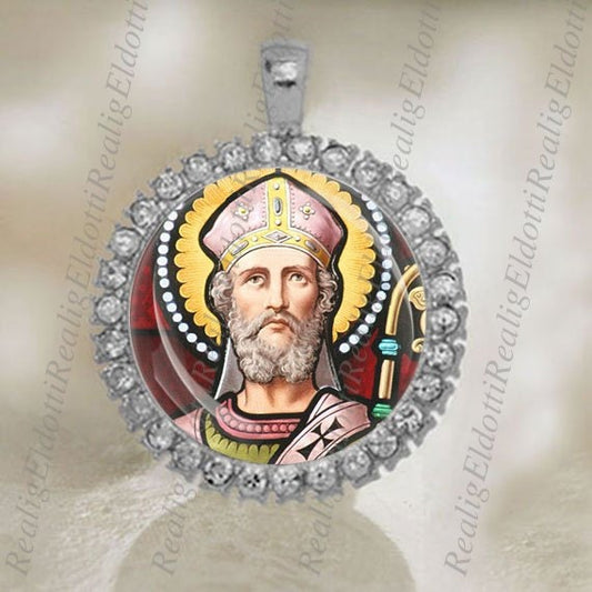 St Anselm Medal Christian Catholic Silver Tone Religious Jewelry