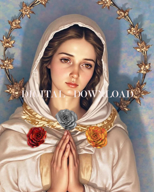 Rosa Mystica Virgin Mary Religious Art Digital Image Custom image 0