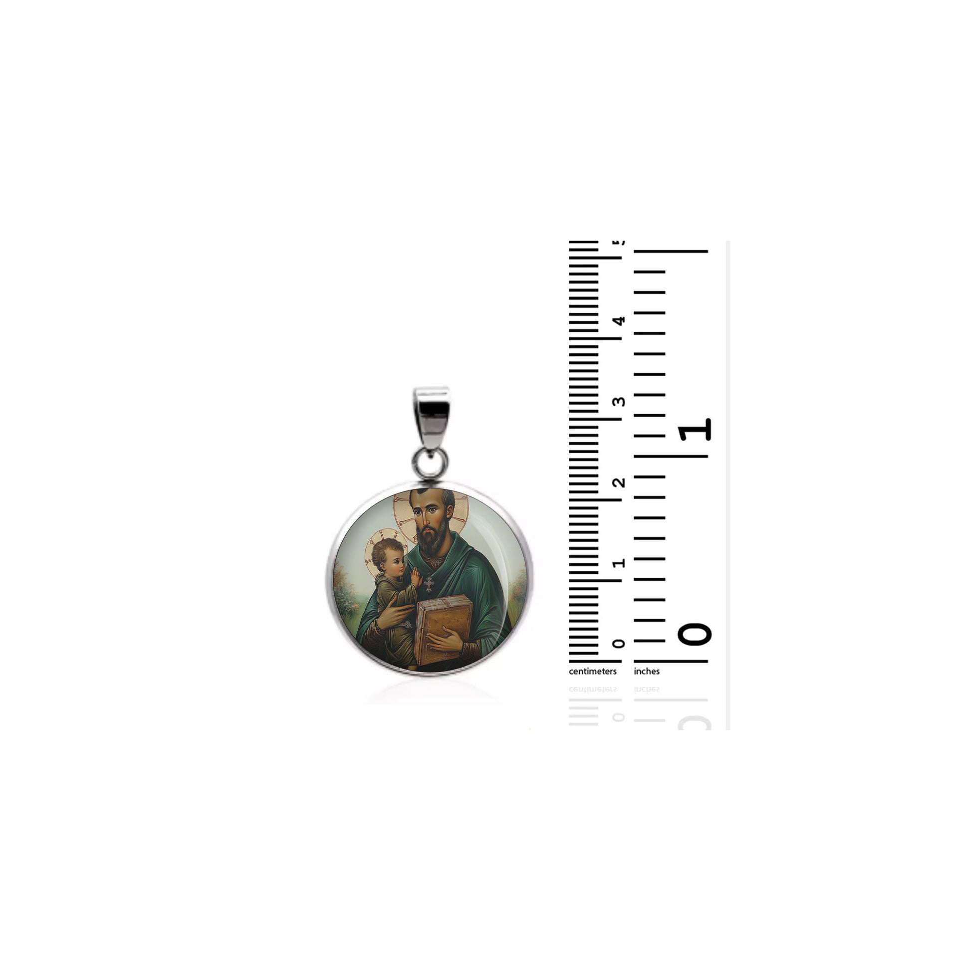 Saint David Of Wales W Baby Jesus Catholic sterling silver 925 Christian Medal image 1