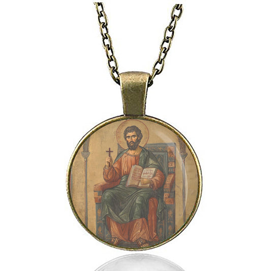 Saint Mark Medal Necklace Round Pendant Silver / Bronze