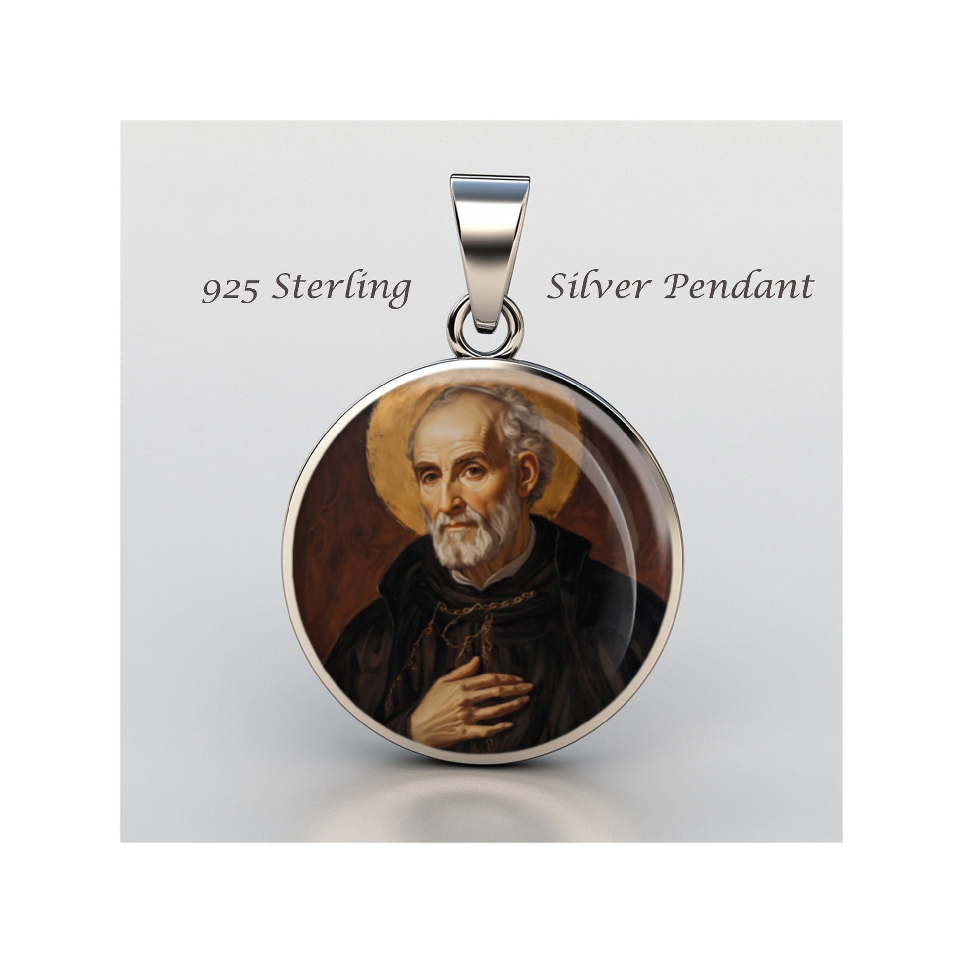 Saint John Leonardi Catholic sterling silver 925 Christian Medal Patron Pendant image 0