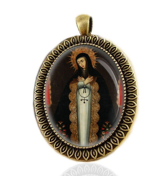 Virgin Mary Our Lady Of Sorrows Medal Catholic Sorrowful Mother Pendant