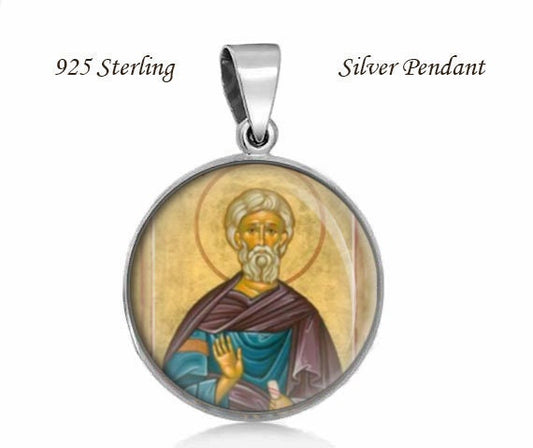 St Enoch the Prophet Round Pendant Sterling Silver Medal