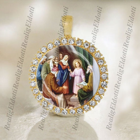 The Finding of the Child Jesus in the Temple Catholic Christian Gold Tone Medal