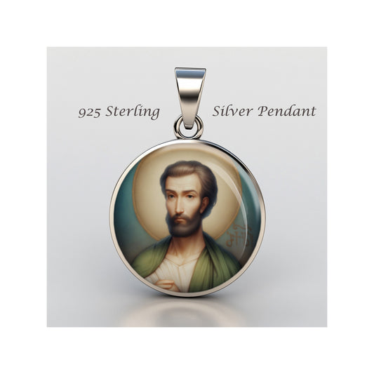 Saint Bartholomew Catholic sterling silver 925 Christian Medal Patron Pendant image 0