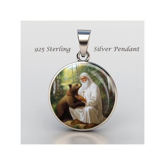 Saint Seraphim Of Sarov Catholic sterling silver 925 Christian Medal Patron image 0