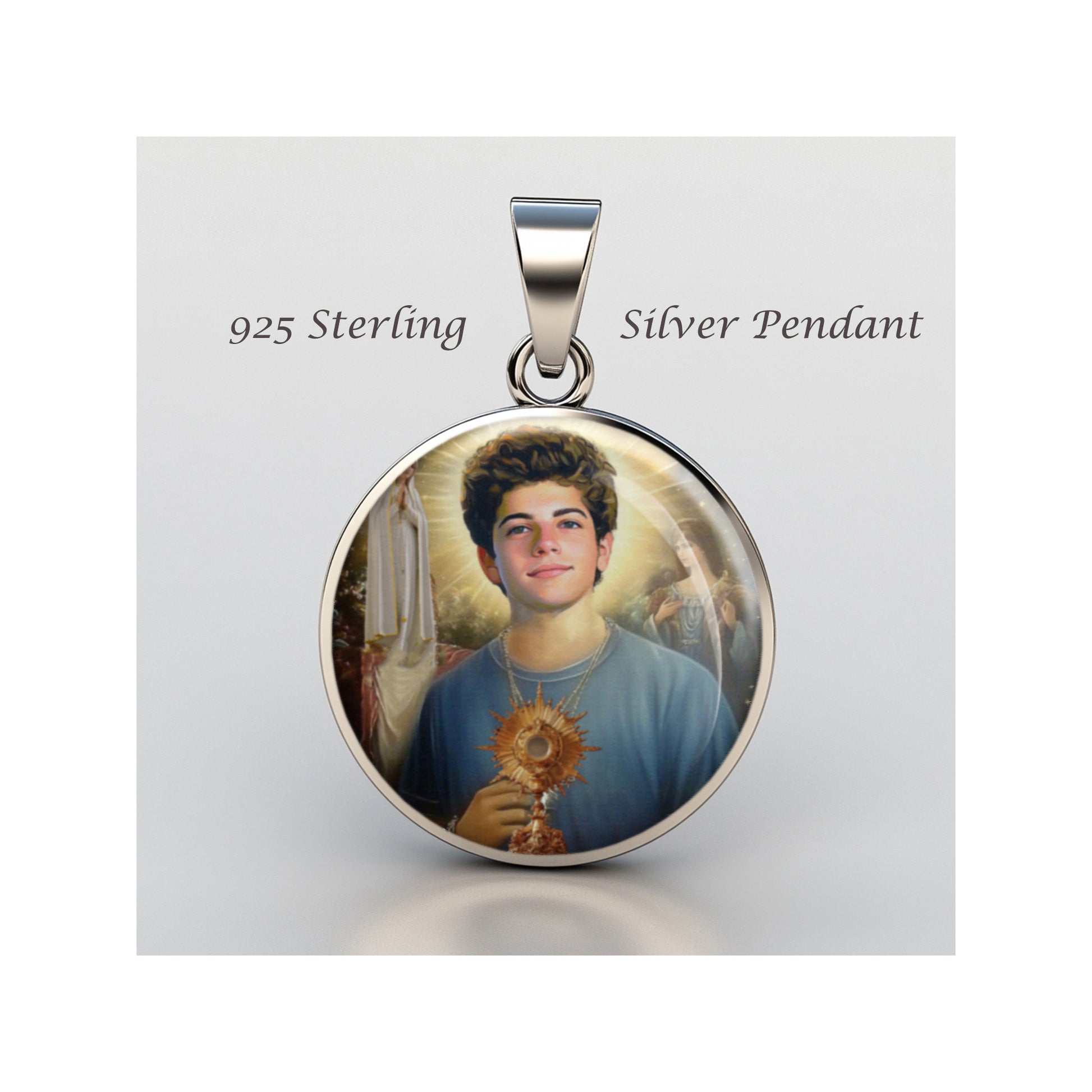 Carlo Acutis Blessed Catholic sterling silver 925 Christian Medal Patron Pendant image 0