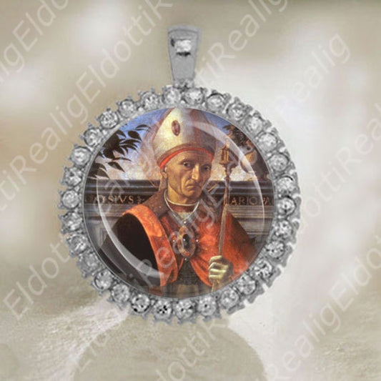 St. Pope Dionysius Medal Catholic Jewelry Silver Tone