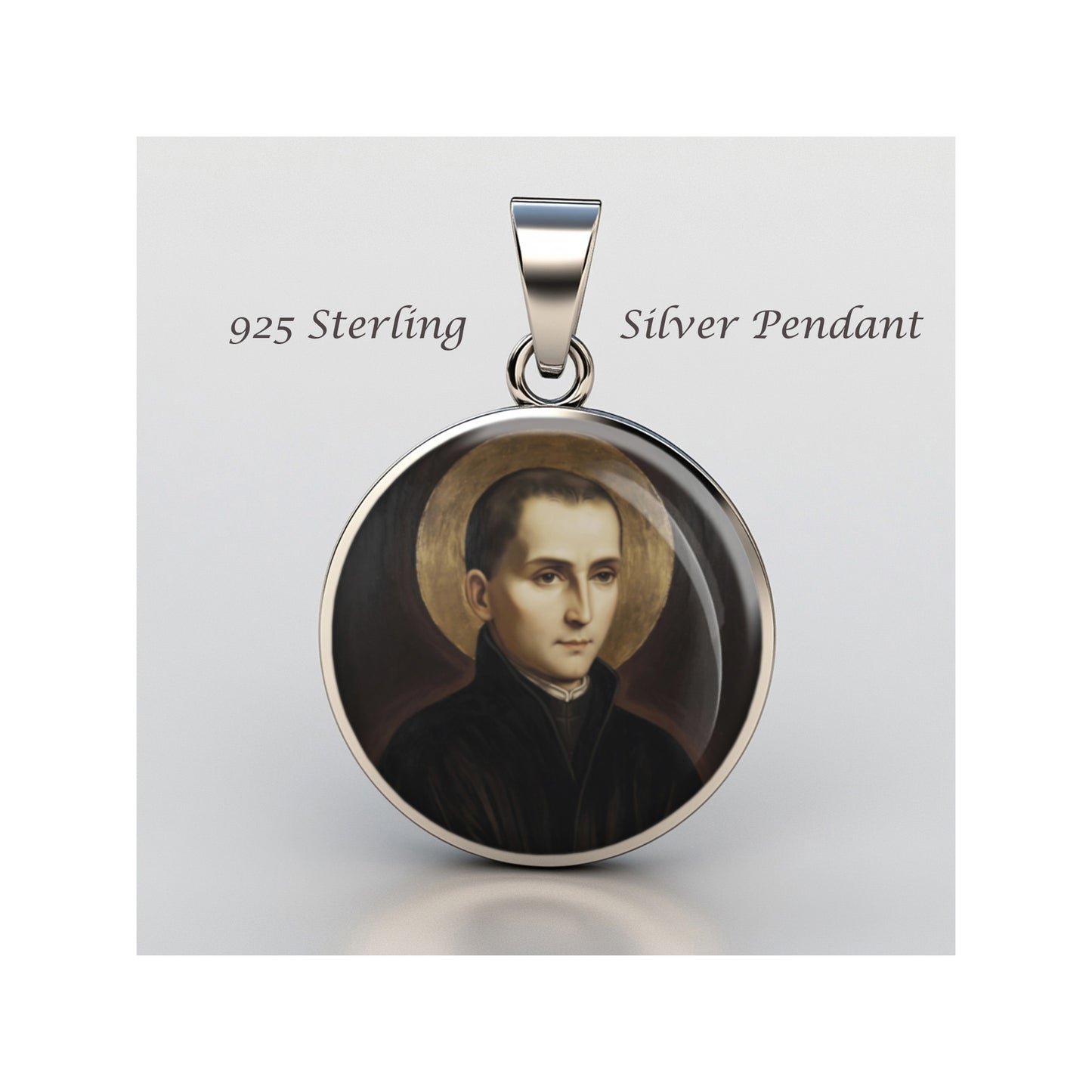 Saint John Berchmans Catholic sterling silver 925 Christian Medal Patron Pendant image 0