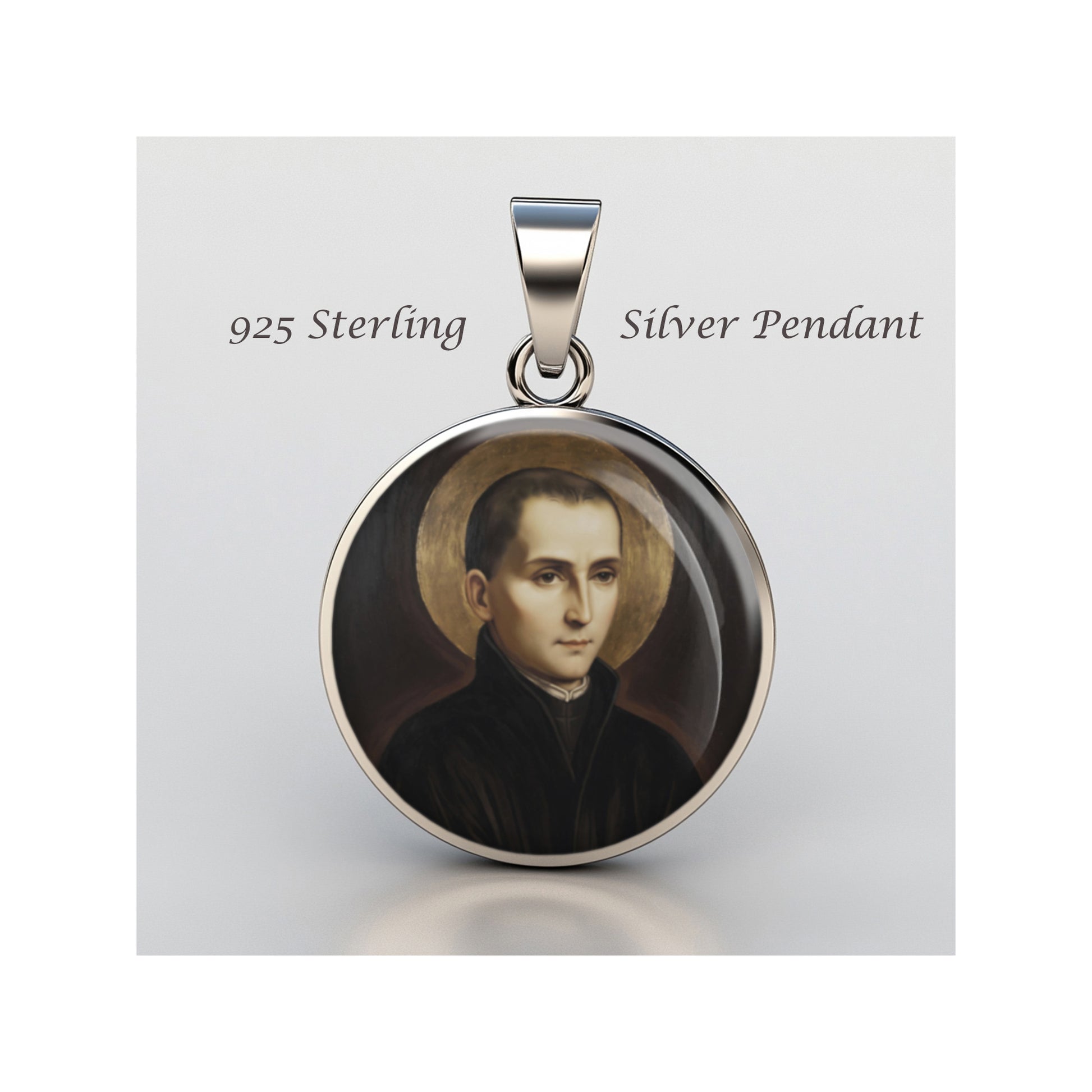 Saint John Berchmans Catholic sterling silver 925 Christian Medal Patron Pendant image 0