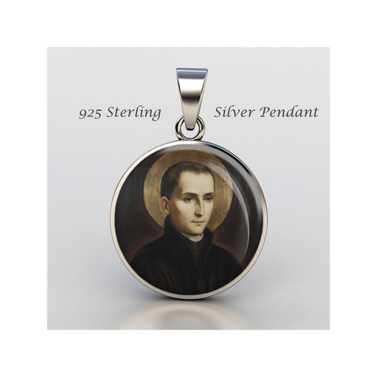 Saint John Berchmans Catholic sterling silver 925 Christian Medal Patron Pendant image 0