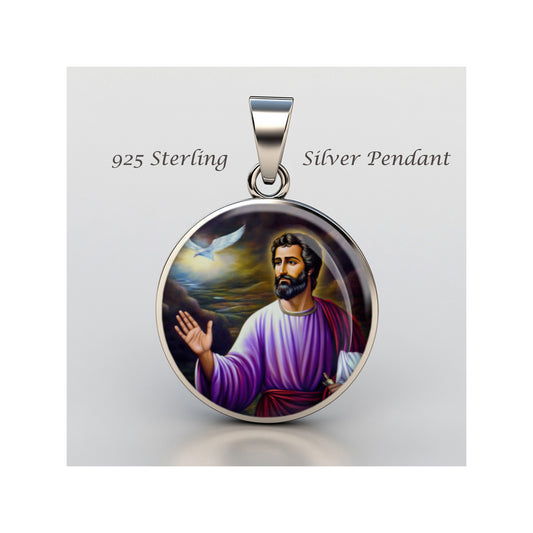 Saint Matthias Catholic sterling silver 925 Christian Medal Patron Pendant image 0