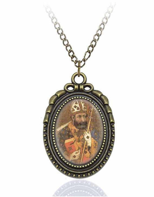 St Adalbert of Prague Catholic Necklace Bronze Medal w Chain Oval Pendant Saint
