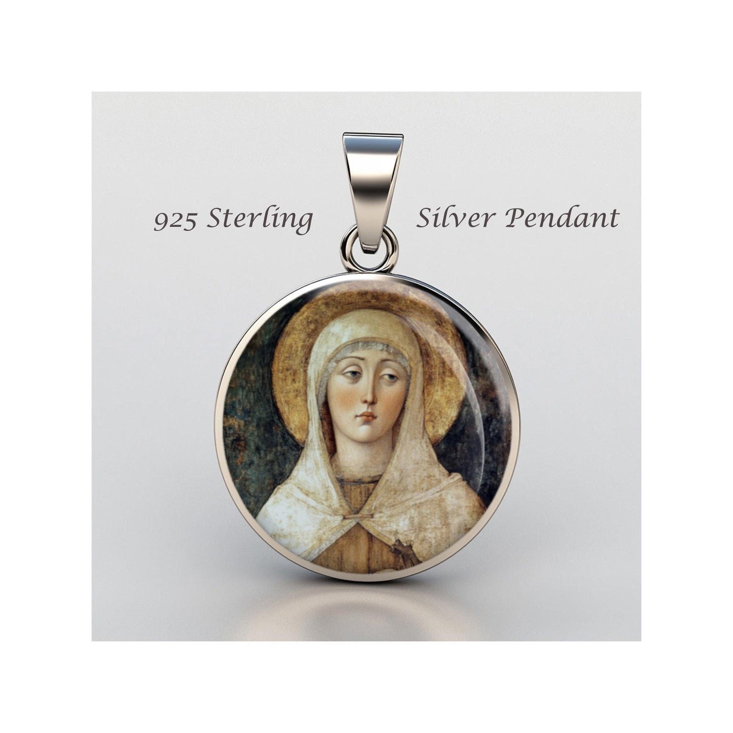 Saint Clare Of Assisi Religious Christian sterling silver 925 Christian Medal Patron