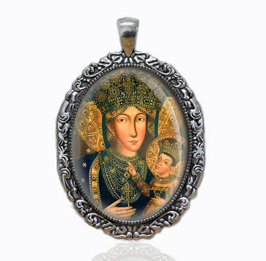 Our Lady of Czestochowa Catholic Virgin Mary Medal Pendant for Necklace
