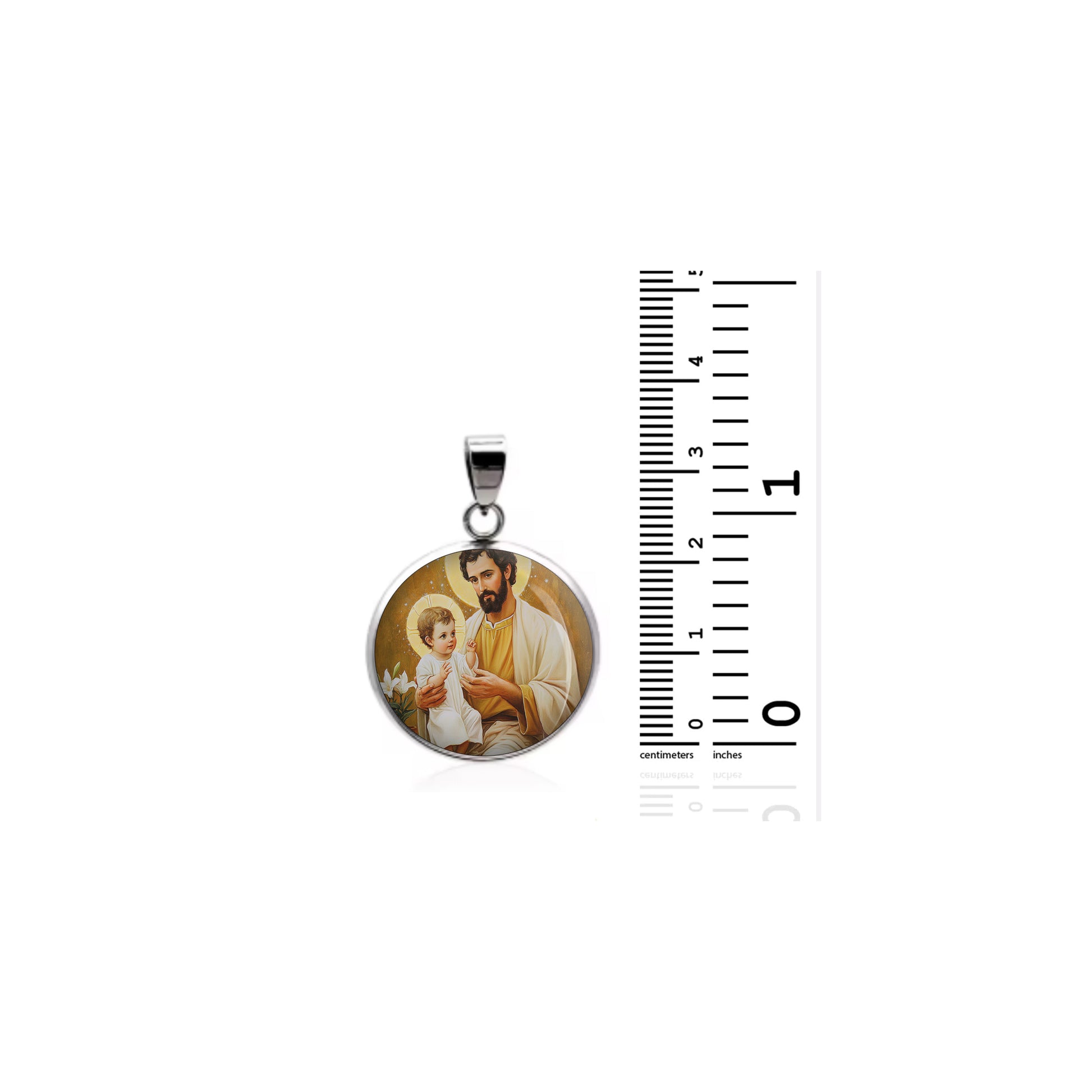 Saint Joseph With Baby Jesus Catholic sterling silver 925 Christian Medal Patron image 1