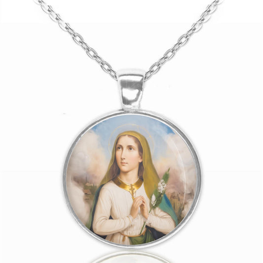 St. Germaine Cousin Catholic Necklace - Religious Jewelry Patron - Saint Medal Pendant. Patronage: Disabled / Abuse Victims